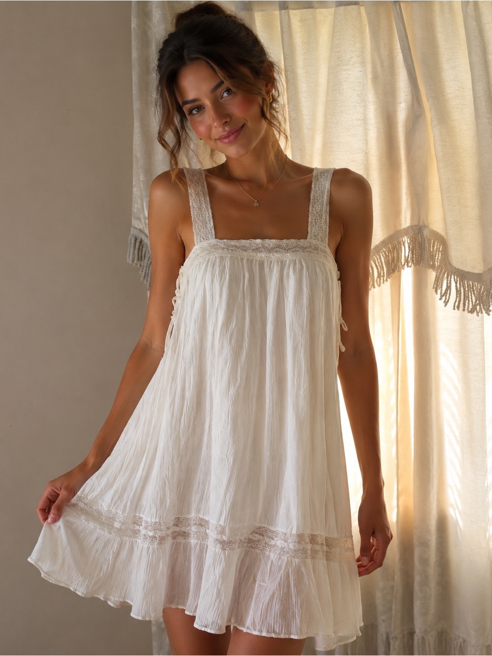 Favlux White Lace Dress S